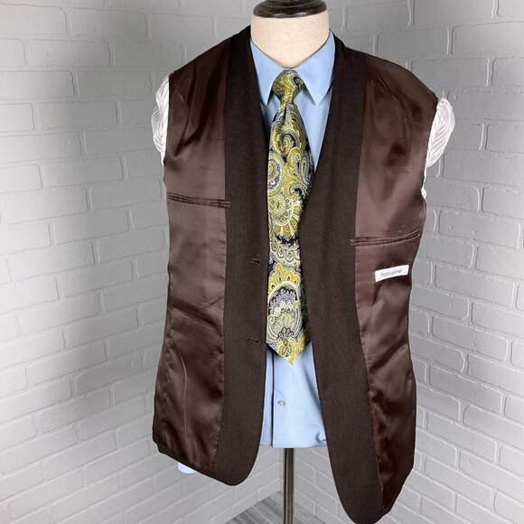 Pronto Uomo Blazer Men 38R Brown Classic Career‎ Polyblend Double Vent Jacket - Picture 6 of 15